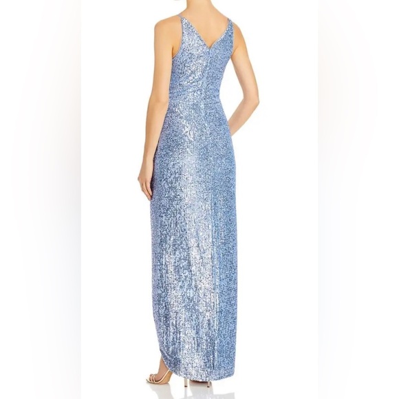 Aqua Women’s Formal Dress Size 8 Blue Allover Sequins Long Wrap Evening Gown NWT - Picture 6 of 13